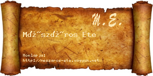 Mészáros Ete névjegykártya