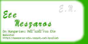 ete meszaros business card